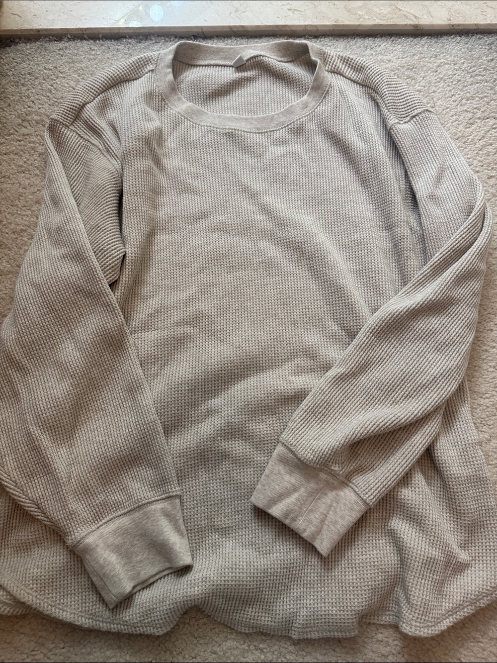 Uniqlo oatmeal Waffle-Knit Long Sleeve Sweater - Cream